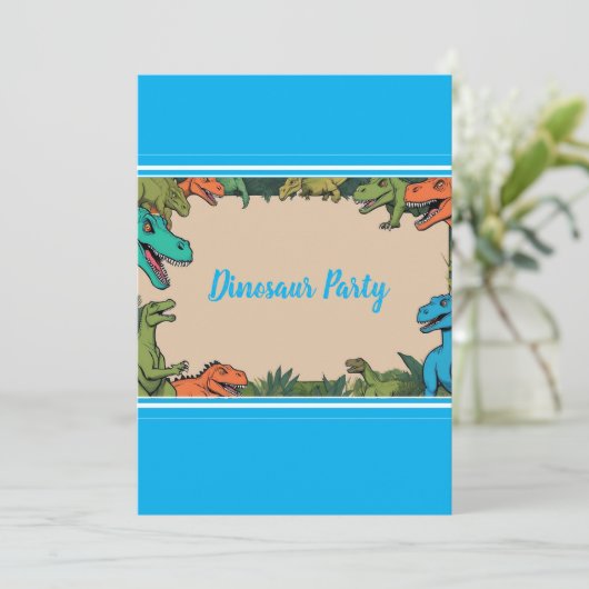 Personalisiert Kids Dinosaur Party Einladung (Stehend Vorderseite)