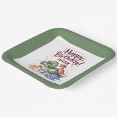 Personalisiert Kids Dinosaurier Geburtstag Pappteller (Gewinkelt)