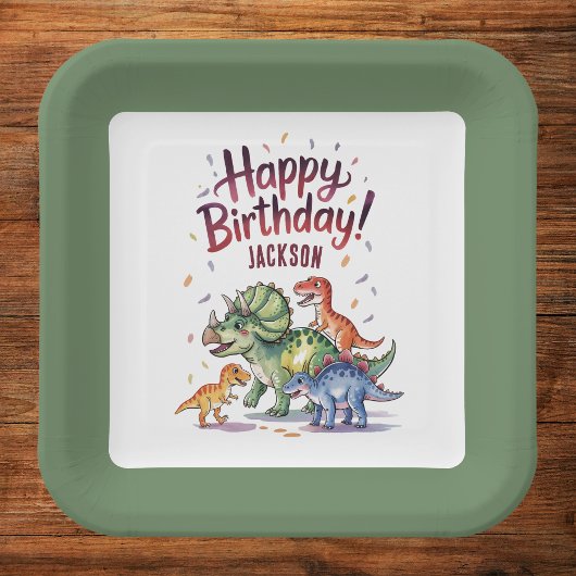 Personalisiert Kids Dinosaurier Geburtstag Pappteller