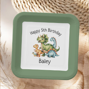 Personalisiert Kids Dinosaurier Geburtstag Pappteller