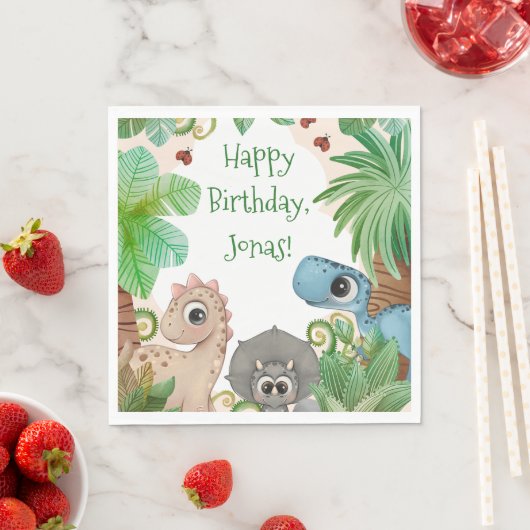 Personalisiert Kids Dinosaurier Geburtstag Serviette (Beispiel)