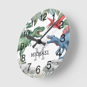 Personalisiert Kids Dinosauriername Runde Wanduhr (Winkel)