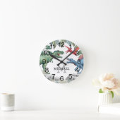 Personalisiert Kids Dinosauriername Runde Wanduhr (Zuhause)