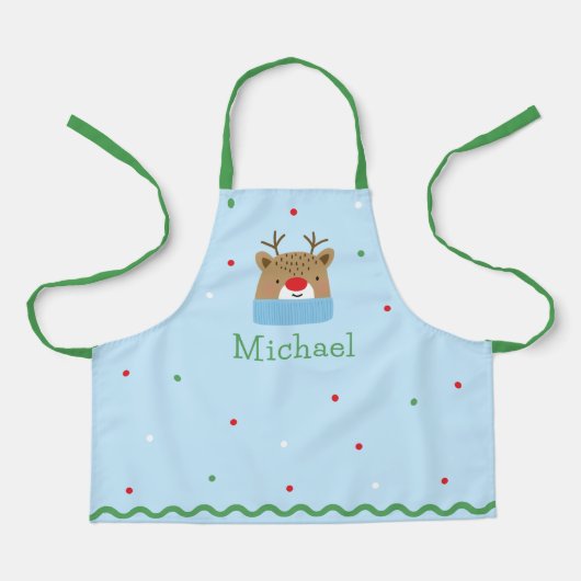 Personalisiert Kids Festive Rentier Weihnachten Schürze (Vorderseite)