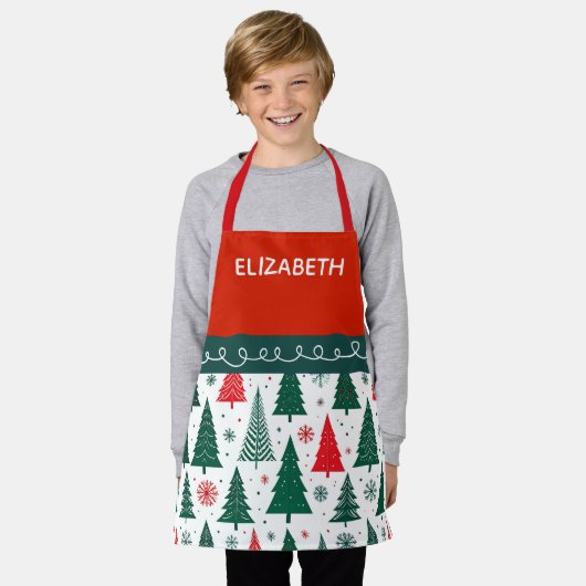 Personalisiert Kids Festliches Weihnachtsgebäck Schürze (Getragen)