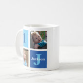 Personalisiert Kids Foto Collage Niedlich Blue Kaffeetasse (Vorderseite Links)