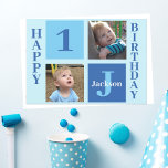 Personalisiert Kids Foto Niedlich Blue Happy Gebur Karte<br><div class="desc">Coole Geburtstagskarte für einen kleinen Jungen oder Kleinkind mit 2 Foto quadratischer Happy Geburtstagskarte. Feiern Sie den Geburtstag Ihres Kindes mit niedlichen Fotografien von ihnen auf diesem fügen Sie Ihre eigene Fotokarte mit bezaubernden blauen Quadraten. Geben Sie ihren Namen und ihr Alter ein.</div>