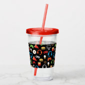 Personalisiert Kids Gamer Pattern Video Game Food Acryltrinkbecher (Rückseite)
