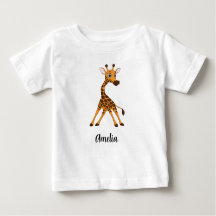 Personalisiert Kids Giraffe Girls Baby T - Shirt