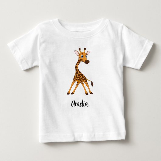 Personalisiert Kids Giraffe Girls Baby T - Shirt (Vorderseite)