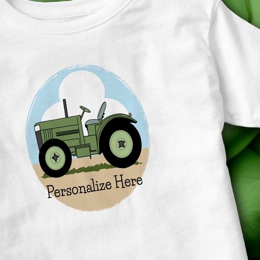 Personalisiert Kids Green Farm Traktor Kleinkind T-shirt