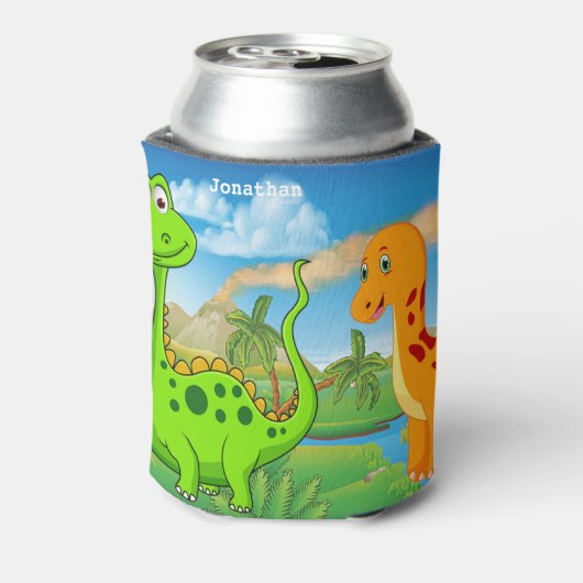 Personalisiert Kids Green Orange Dinosaurier Dosenkühler (Kanne Rückseite)