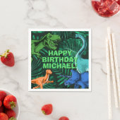 Personalisiert Kids Jurassic Dino Dinosaur Geburts Serviette (Beispiel)