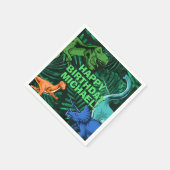 Personalisiert Kids Jurassic Dino Dinosaur Geburts Serviette (Ecke)