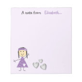 Personalisiert Kids Kleine Stock Mädchen lila Notizblock (Vorderseite)