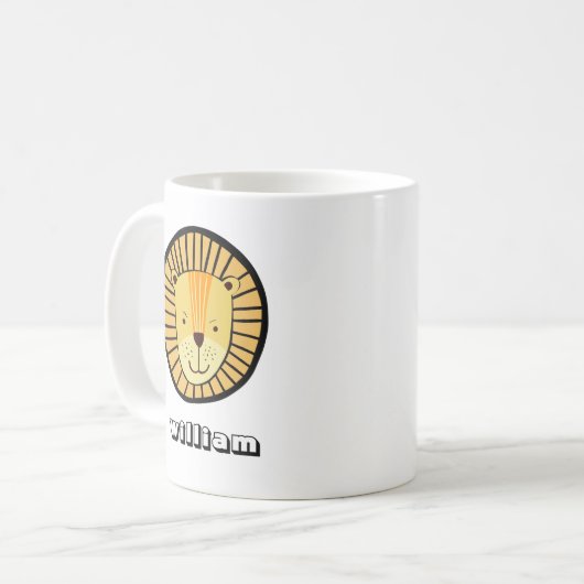 Personalisiert Kids Lion Jungle Tiername Kaffeetasse (Vorderseite Links)