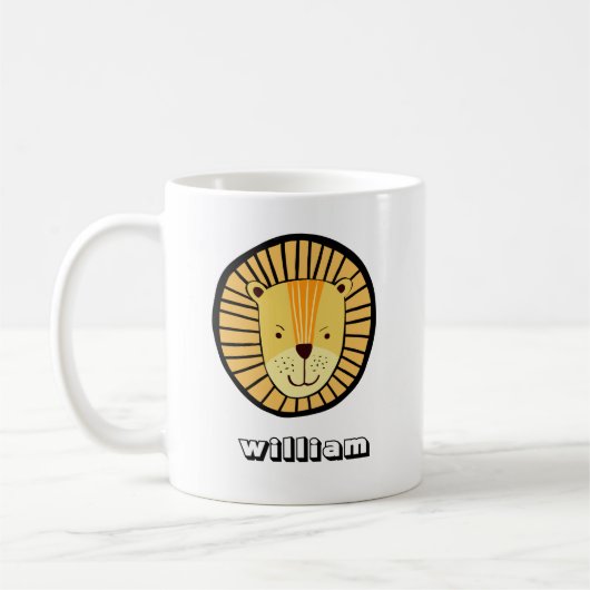 Personalisiert Kids Lion Jungle Tiername Kaffeetasse (Links)