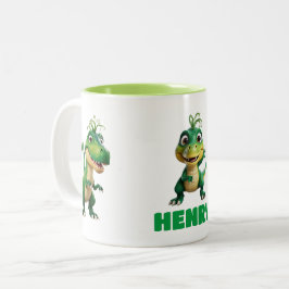 Personalisiert Kids Niedlich Green Anime Dinosauri Zweifarbige Tasse