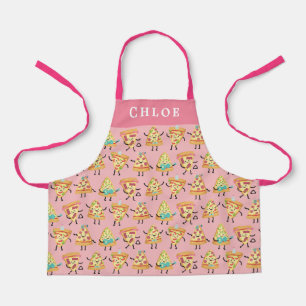 Personalisiert Kids Niedlich Pink Pizza Print Schü Schürze