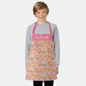 Personalisiert Kids Niedlich Pink Pizza Print Schü Schürze (Getragen)