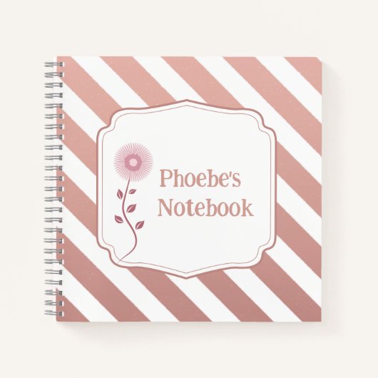 Personalisiert Kids Notebook mit Rose Gold Streife Notizblock (Vorderseite)
