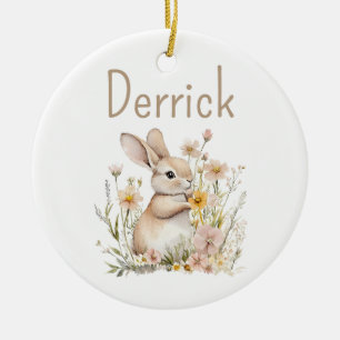 Personalisiert Kids Oaster Bunny Basket Name Tag Keramik Ornament