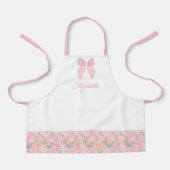 Personalisiert Kids Pink Bow Floral School Schürze (Vorderseite)