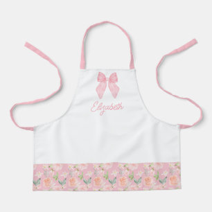 Personalisiert Kids Pink Bow Floral School Schürze