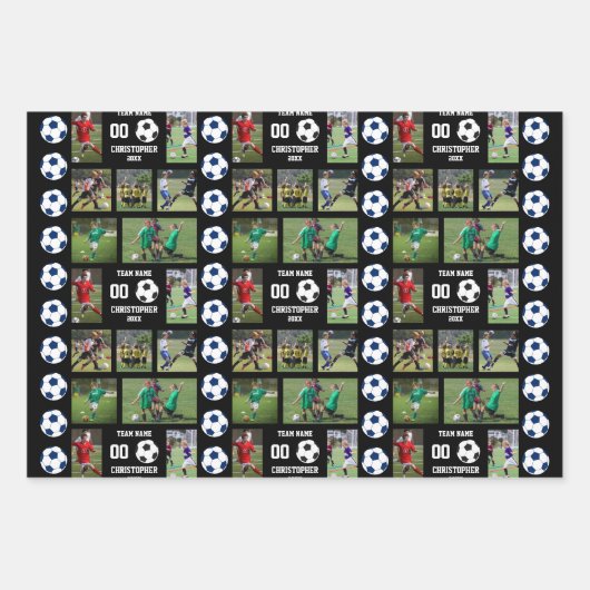 Personalisiert Kids Soccer Foto Album Geschenkpapier Set (Vorderseite 2)