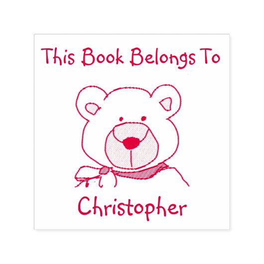 Personalisiert Kids Teddy Bear Buchzeichen Briefma Permastempel (Design)