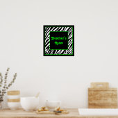 Personalisiert Kids Wall Decke - Zebra & Lime Gree Poster (Küche)