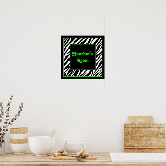 Personalisiert Kids Wall Decke - Zebra & Lime Gree Poster (Küche)