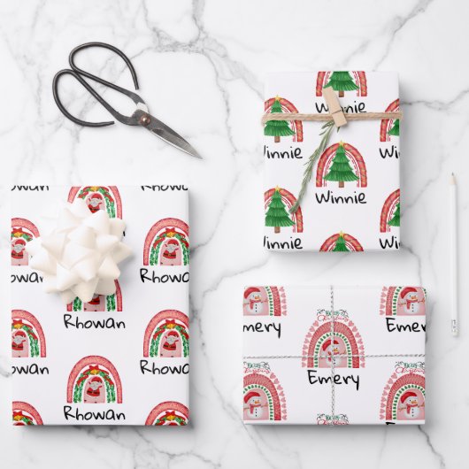 Personalisiert Kids Weihnachtswrapping Paper Sheet Geschenkpapier Set (Vorderseite)