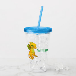 Personalisiert Kids Yellow Dragon Acrylic Tumbler Acryltrinkbecher