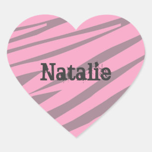 Personalisiert Kids Zebra Heart Stickers