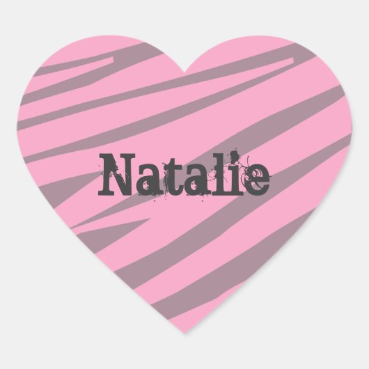 Personalisiert Kids Zebra Heart Stickers (Vorderseite)
