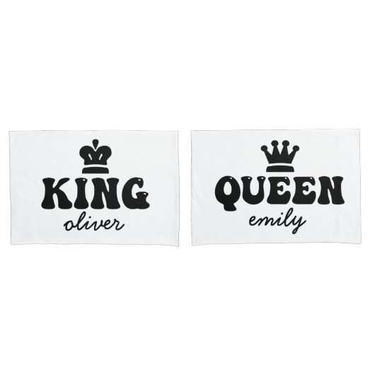Personalisiert King and Queen Couple Kissenbezug (Vorderseite-Set)