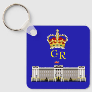 Personalisiert King Charles III Monogram und Crown Schlüsselanhänger
