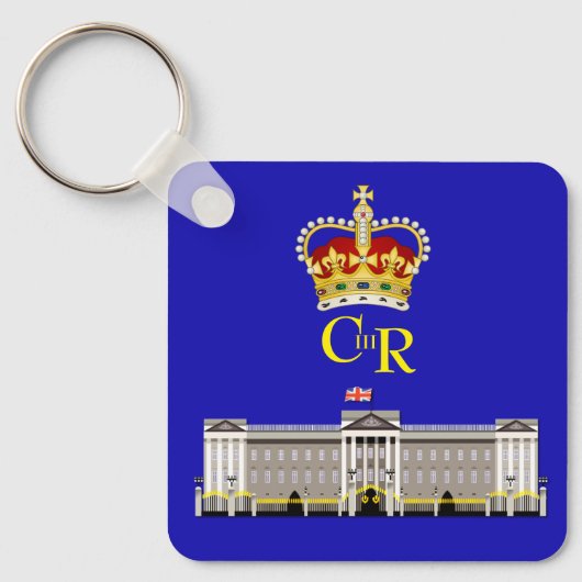 Personalisiert King Charles III Monogram und Crown Schlüsselanhänger (Vorderseite)