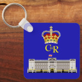 Personalisiert King Charles III Monogram und Crown Schlüsselanhänger (Vorderseite)