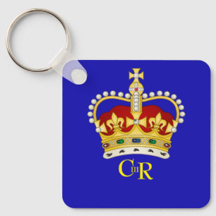 Personalisiert King Charles III Monogram und Crown Schlüsselanhänger