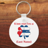 Personalisiert Kiss Me I bin Kubaner (Nachname) Schlüsselanhänger (Vorderseite)