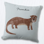Personalisiert Kissen<br><div class="desc">Ein niedlicher und misstrauischer Otter, der sich für die Liebhaber von Wildtieren eignet. Originelle Kunst von Nic Squirrell. Ändern Sie den Namen, um ihn zu personalisieren.</div>