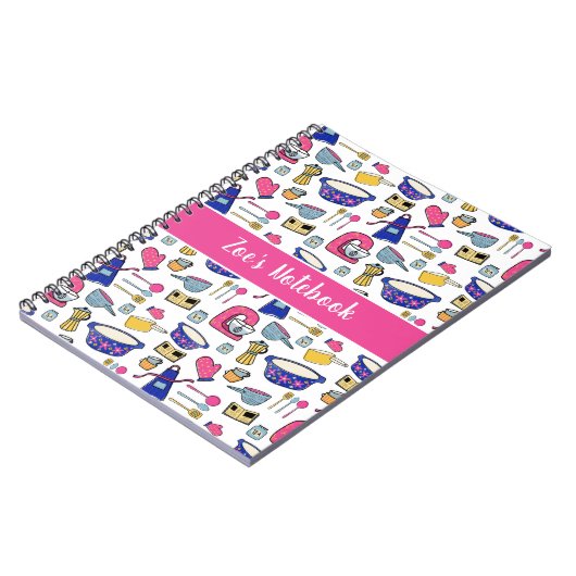 Personalisiert Kitchen Utensitic Muster Name Notizblock (Linke Seite)