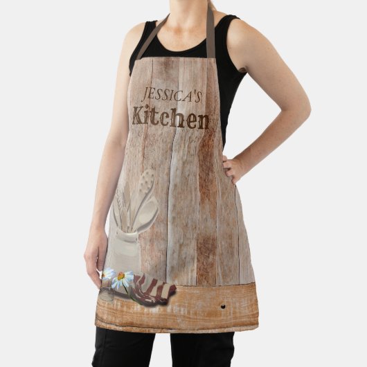 Personalisiert Kitchen Wood Rustic Daisy Schürze (InSitu)