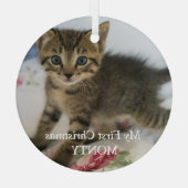Personalisiert Kitten Foto Cat Erste Weihnachten Ornament Aus Glas (Rückseite)