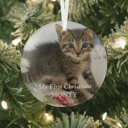 Personalisiert Kitten Foto Cat Erste Weihnachten Ornament Aus Glas (InSitu)