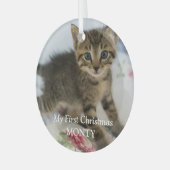 Personalisiert Kitten Foto Cat Erste Weihnachten Ornament Aus Glas (Vorderseite links)