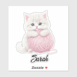 Personalisiert | Kitten Garn Spielzeit Aufkleber