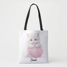 Personalisiert | Kitten Garn Spielzeit-Tasche Tasche